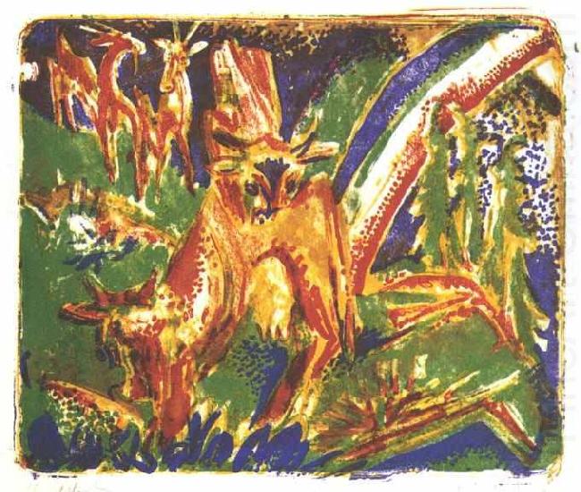 Cattles under a rainbow, Ernst Ludwig Kirchner